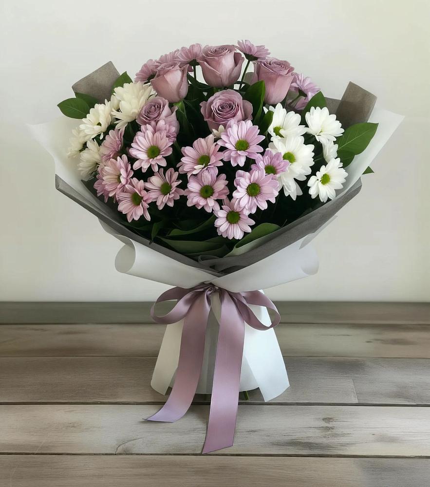 Букет цветов из: Хризантемы и Розы в Кстово