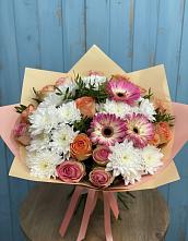 Букет цветов из:  Розы, Герберы и Хризантемы в Кстово