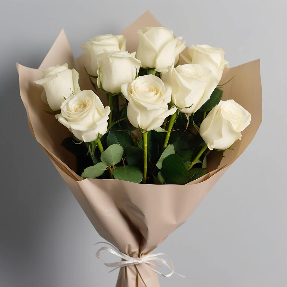 Букет 9 Белых роз Эдлесс Лав в Кстово