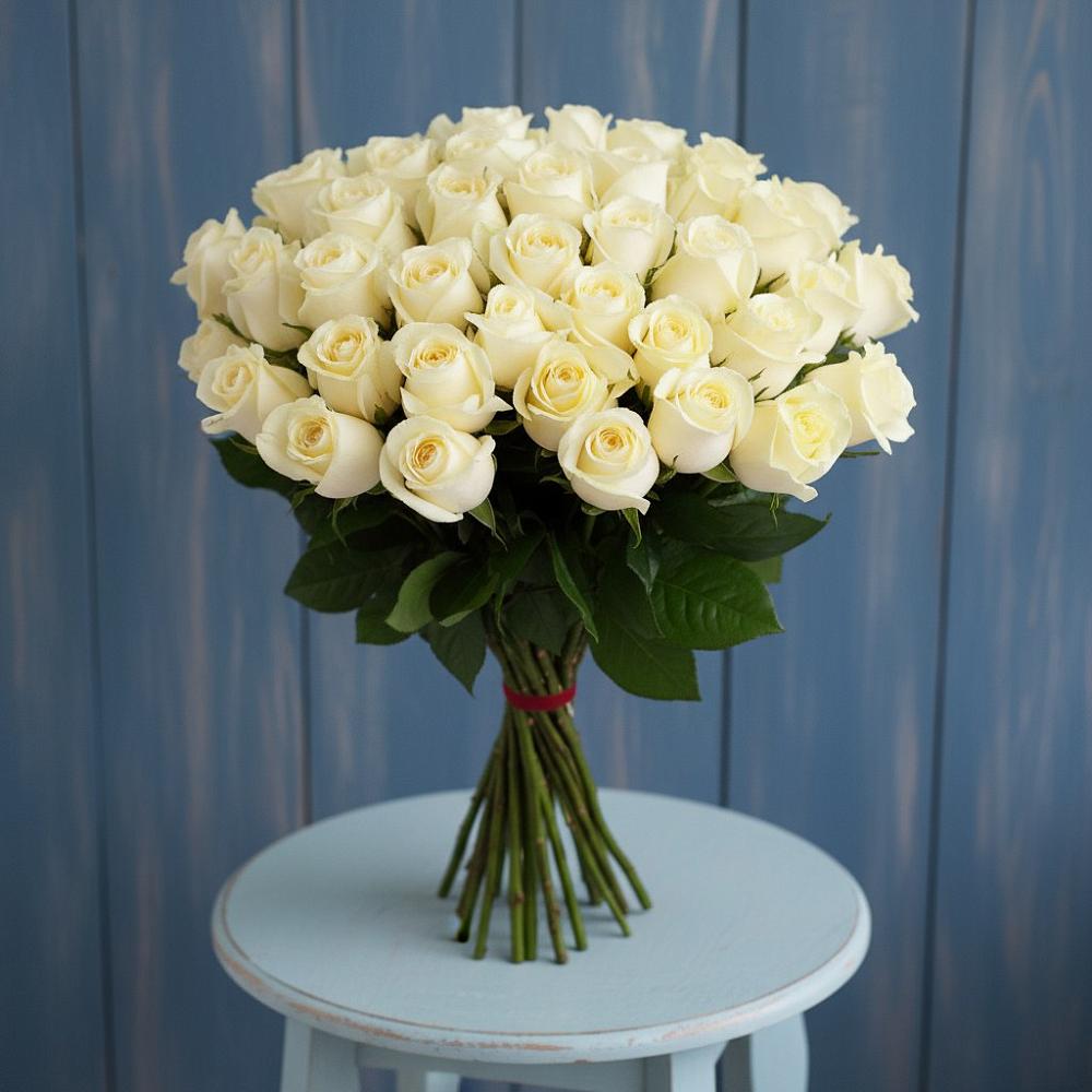 Букет 51 Белая роза Эдлесс Лав в Кстово