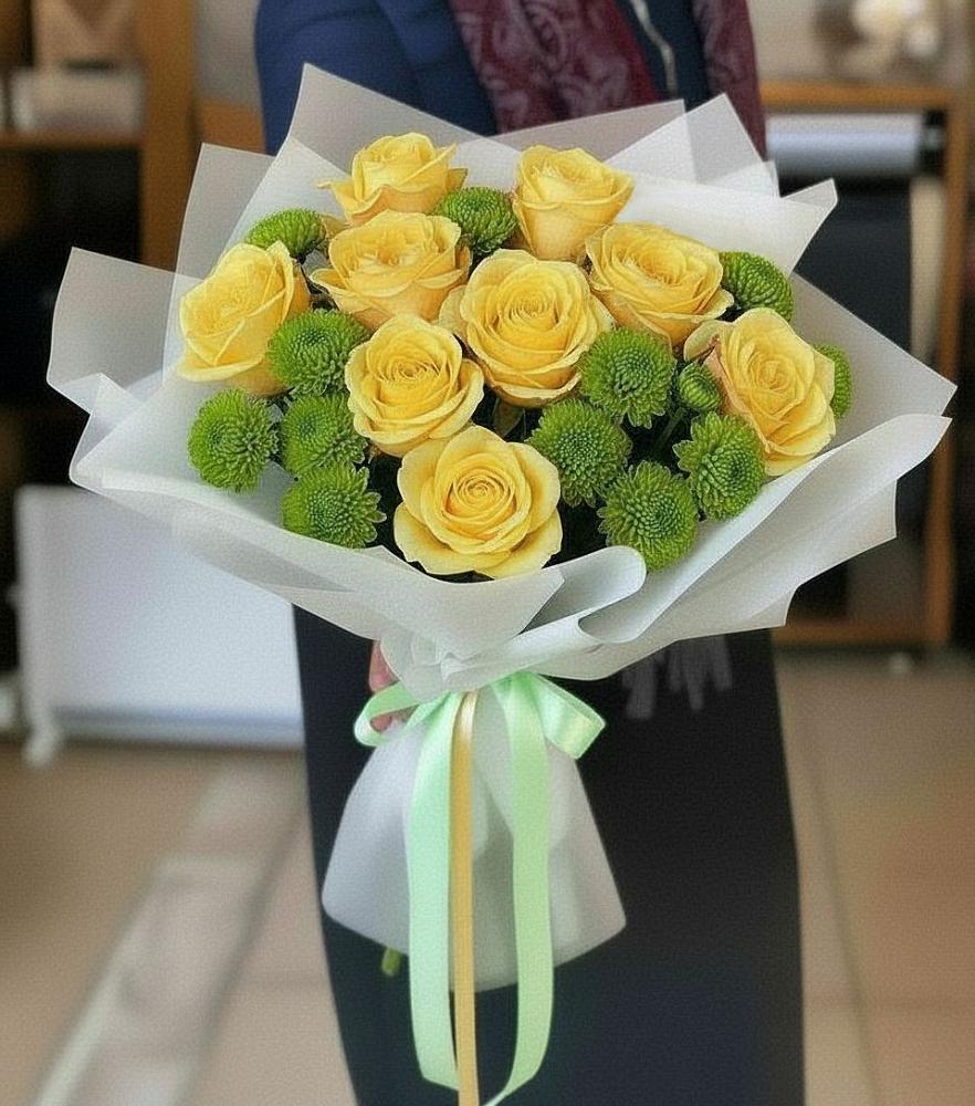 Букет цветов из: Хризантемы и Розы в Кстово