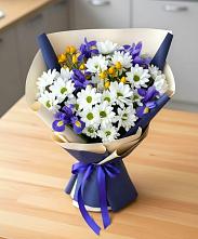 Букет цветов из:  Розы, Ирисы и Хризантемы в Кстово