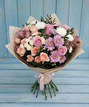 Букет цветов из:  Хризантемы, Розы и Альстромерии #REPLACE_PRED# Кстово