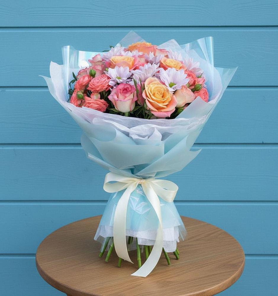 Букет цветов из: Хризантемы и Розы в Кстово